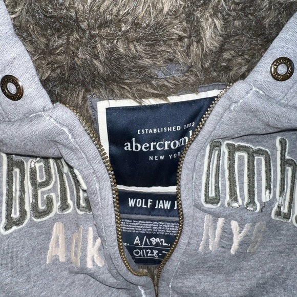 Abercrombie fur lined heavy hooded jacket coat vintage logo - Picture 2 of 5